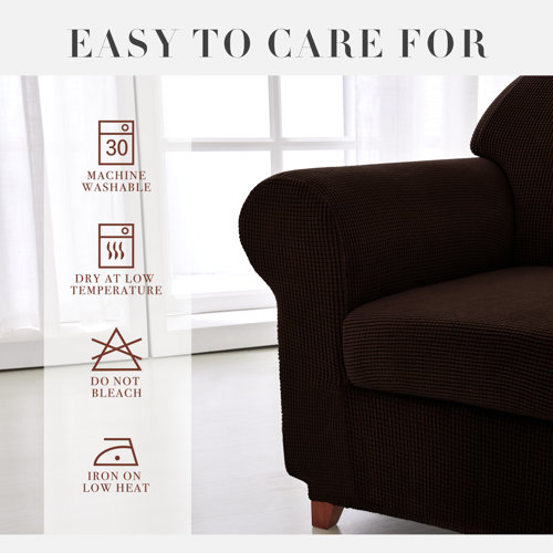 Red Barrel Studio® Jacquard Box Cushion Sofa Slipcover & Reviews Wayfair